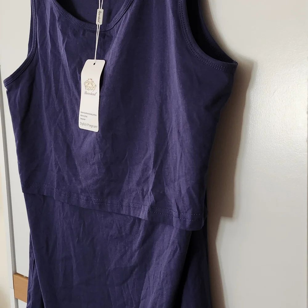 NWT-2 BEARSLAND Stylish Pregnant Maternity Nursing Tank Tops. Black&Blue. Medium - Picture 14 of 16